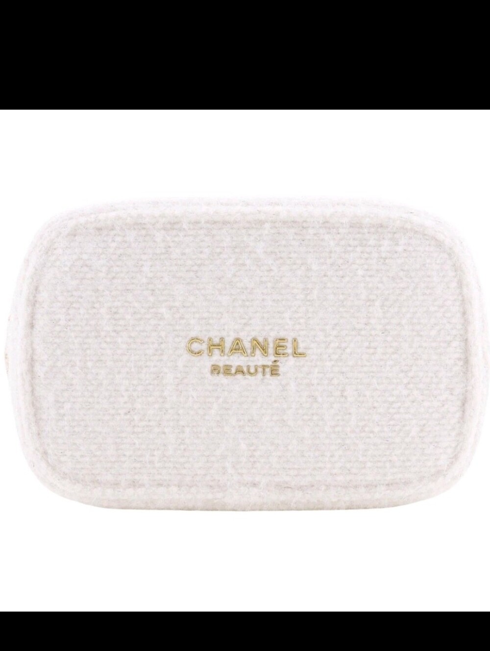 CHANEL Beaute 2024 Christmas Holiday Coffret Tweed Makeup Pouch White Gold Charm